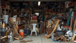 image of a garage full of stuff ready for a clean out - junk removal services